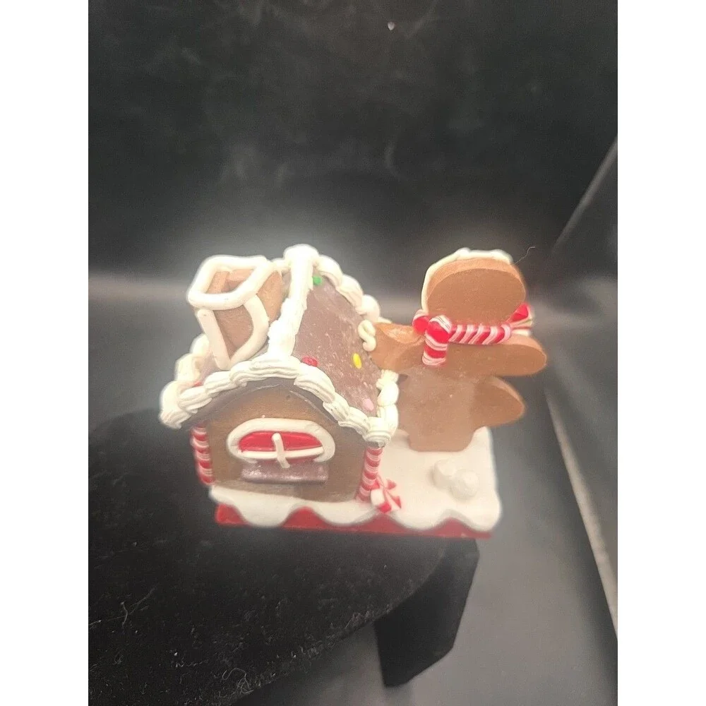 Gingerbread House w Gingerbread Girl Christmas Stocking  Hanger  Cast Iron Base